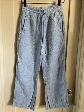 Athleta Retreat Linen High Rise Wide Leg Pant, Size 0 Petite, Light Blue